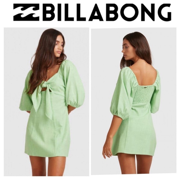 NWOT BILLABONG LADIES DE LA SOL DRESS in apple green Size Medium - Picture 1 of 7